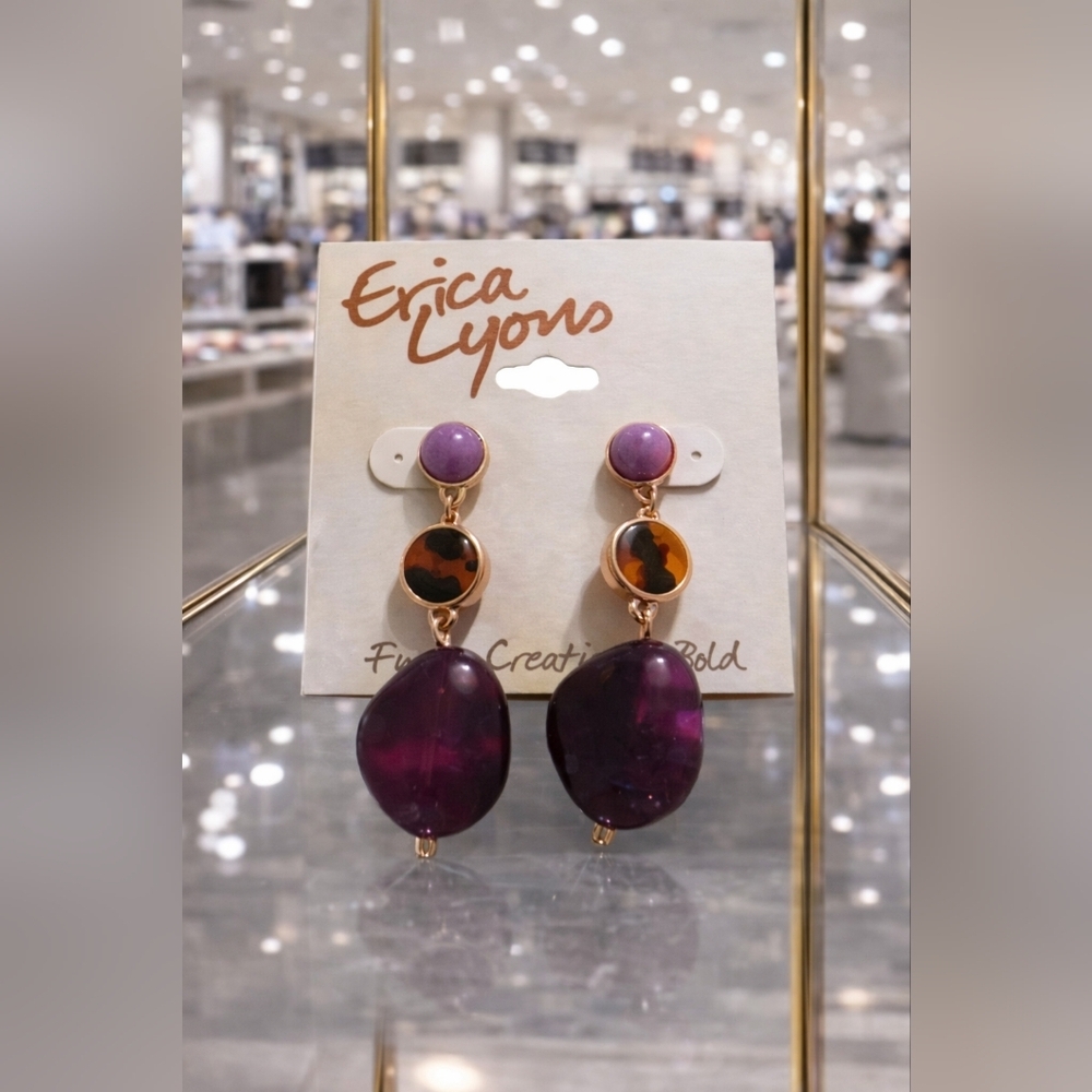 Women's three beaded drop earrings